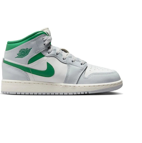 Big Kid's Jordan 1 Mid Summit White/Pine Green (DQ8423 142)