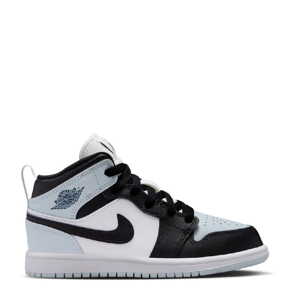 Little Kid's Jordan 1 Mid Black/Black-Aura-Squadron Blue (DQ8424 002)