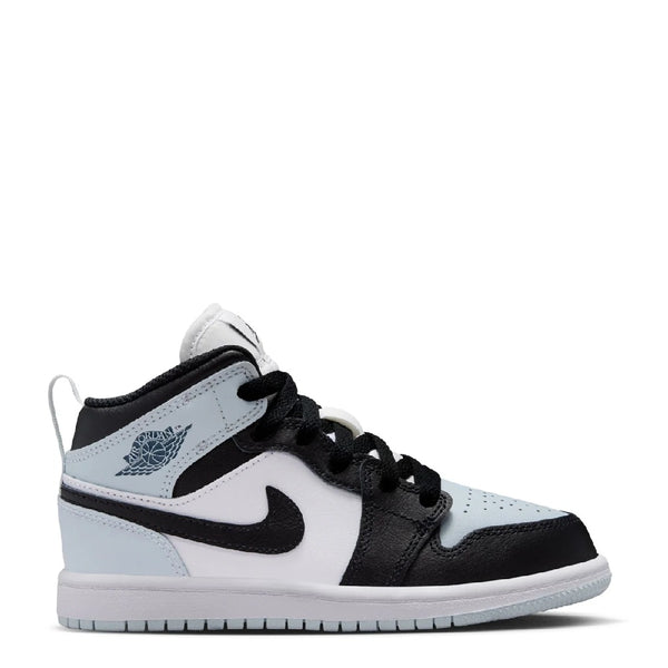 Little Kid's Jordan 1 Mid Black/Black-Aura-Squadron Blue (DQ8424 002)