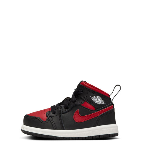 Toddler's Jordan 1 Mid Black/Varsity Red-Summit White (DQ8425 067)