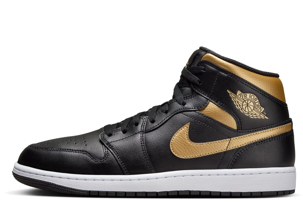 Men's Jordan 1 Mid Black/Metallic Gold-White (DQ8426 071)