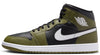 Men's Jordan 1 Mid Black/White-Medium Olive-Sail (DQ8426 092)