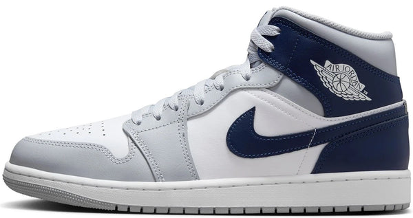 Men's Jordan 1 Mid White/Midnight Navy-Wolf Grey (DQ8426 104)