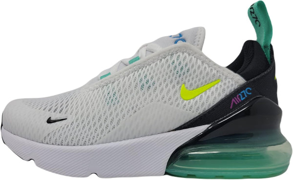 Little Kid's Nike Air Max 270 White/Volt-Black-Laser Blue (DX3348 100)