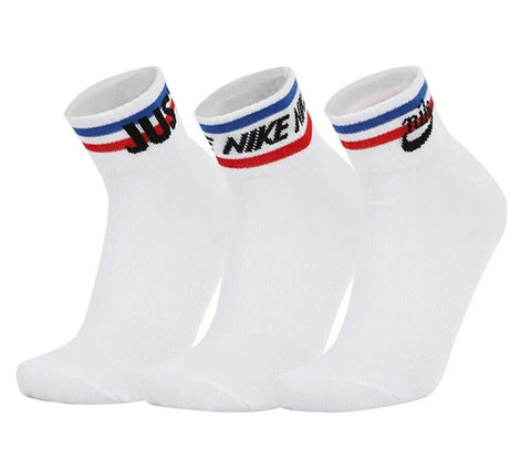 Nike Everyday Essential White (Red/Blue Stripe) Unisex Ankle Socks (3 Pair)