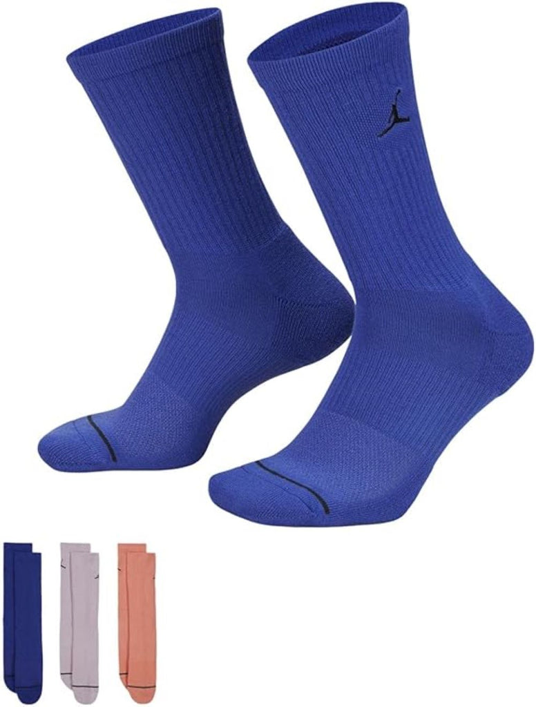 Men's Jordan Jumpman Dri-Fit Crew Socks 3 Pack Multi Concord/Lilac/Coral