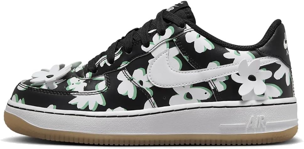 Big Kid's Nike Air Force 1 LV8 1 Black/White-Spring Green (DZ2663 001)