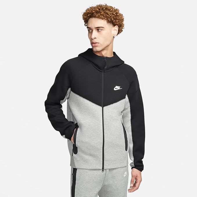 Men's Nike Sportswear Tech Fleece Dark Grey Heather/Blk-Wht (FB7921 064)