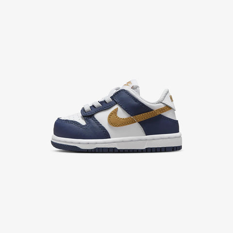 Toddler's Nike Dunk Low White/Wheat-Midnight Navy (FB9107 111)