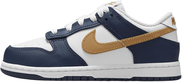 Little Kid's Nike Dunk Low White/Wheat-Midnight Navy (FB9108 111)