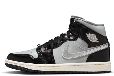 Women's Jordan 1 Mid SE Black/Metallic Silver (FB9892 002)