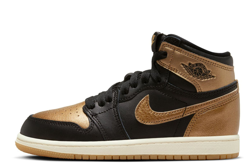 Little Kid's Jordan 1 Retro High OG Black/Metallic Gold-Sail (FD1412 071)