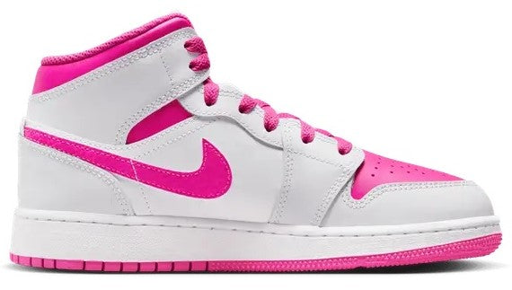 Big Kid's Jordan 1 Mid Iris Whisper/Fire Pink-White