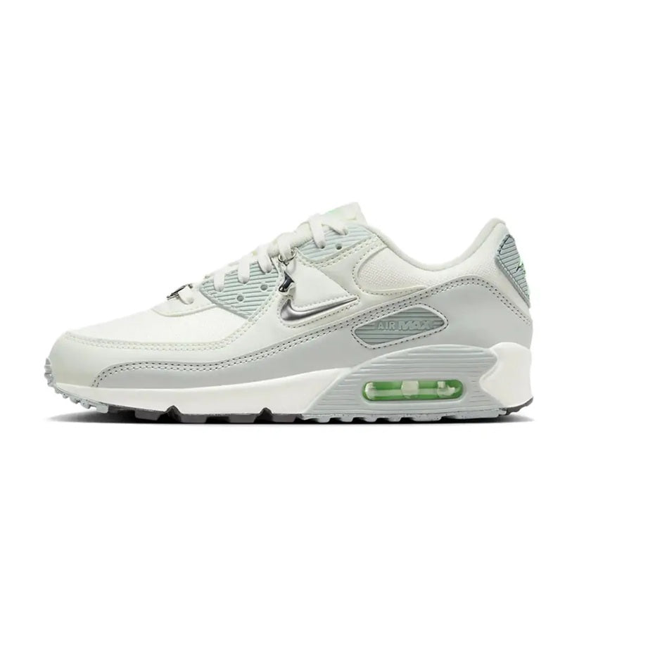 Women's Nike Air Max 90 SE Sail/Metallic Silver-Sea Glass (FN6948 100)