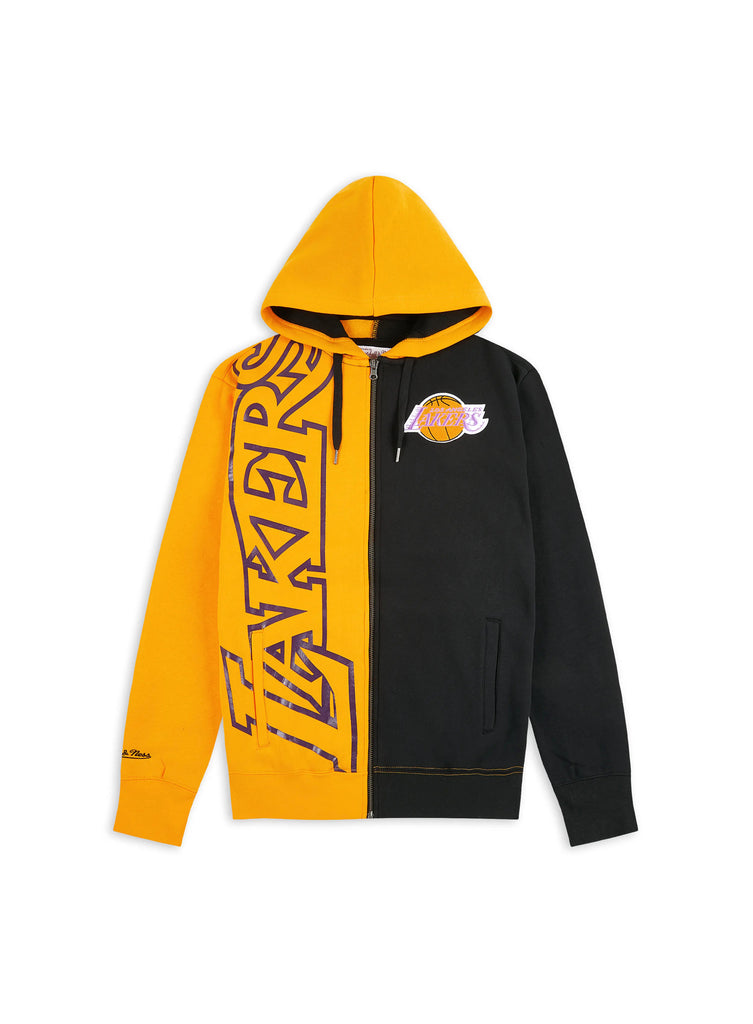 Men's Mitchell & Ness NBA Los Angeles Lakers Yellow/Black Full Zip Fleece 2.0