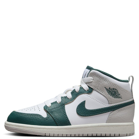 Little Kid's Jordan 1 Mid SE White/Oxidized Green-Sail (FQ8087 103)