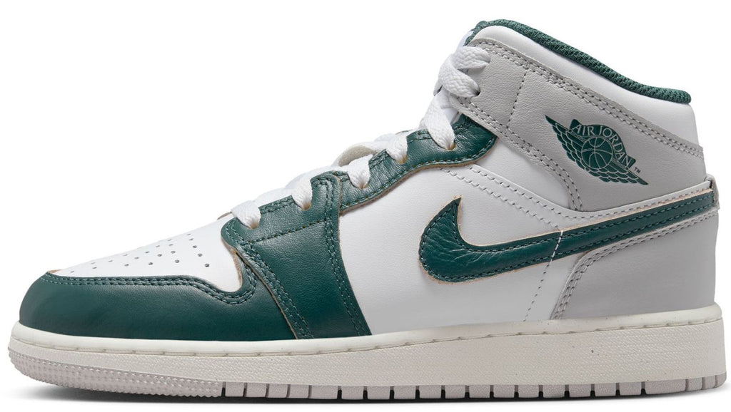 Big Kid's Jordan 1 Mid SE White/Oxidized Green-Sail (FQ8088 103)