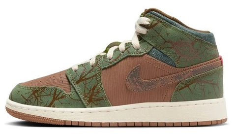 Big Kid's Jordan 1 Mid SS Archaeo Brown/Light Olive (FQ8101 200)