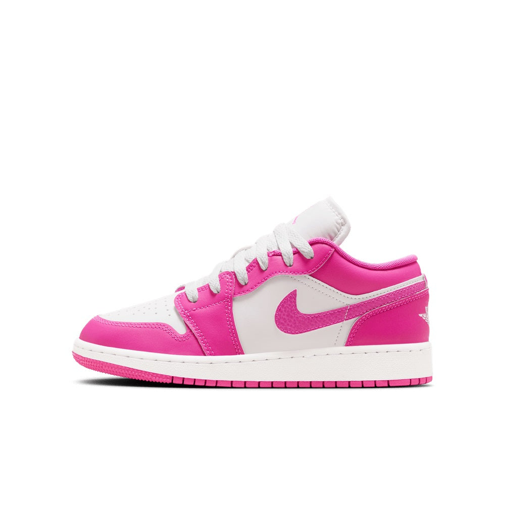 Big Kid's Jordan 1 Low Fire Pink/Iris Whisper-White (FV8486 600)