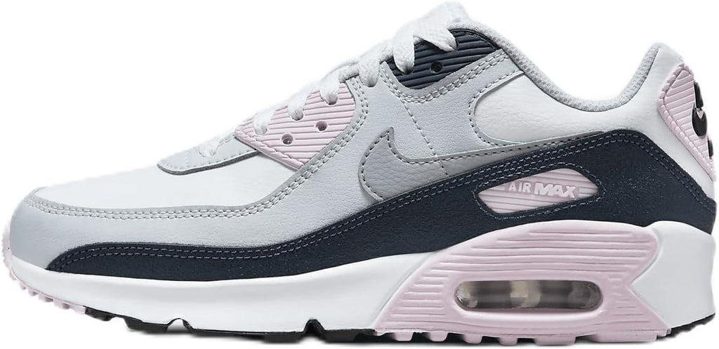 Big Kid's Nike Air Max 90 White/Wolf Grey-Pink Foam (HF6358 104)