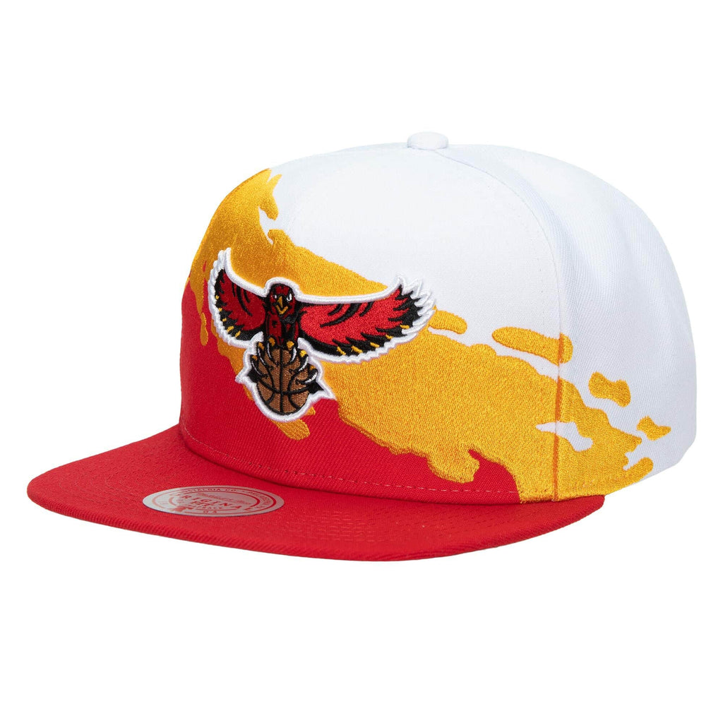 Mitchell & Ness White/Red/Yellow NBA Atlanta Hawks Paintbrush HWC Snapback - OSFA