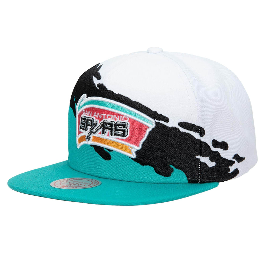 Mitchell & Ness White/Teal/Black NBA San Antonio Spurs Paintbrush HWC Snapback - OSFA