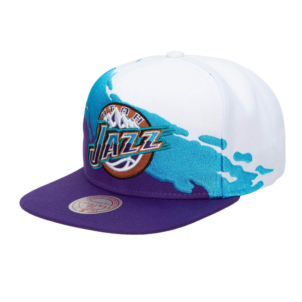 Mitchell & Ness White/Teal/Purple NBA Utah Jazz Paintbrush HWC Snapback - OSFA