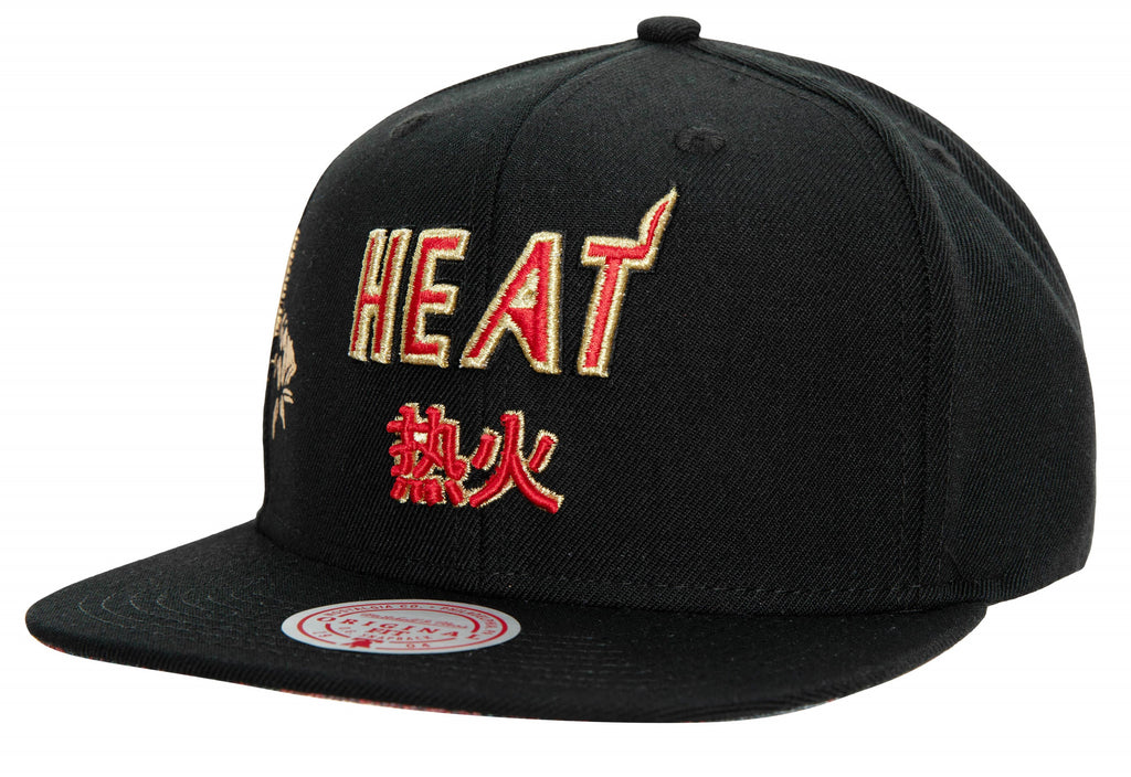 Men's Mitchell & Ness Black NBA Miami Heat Water Tiger HWC Snapback - OSFA