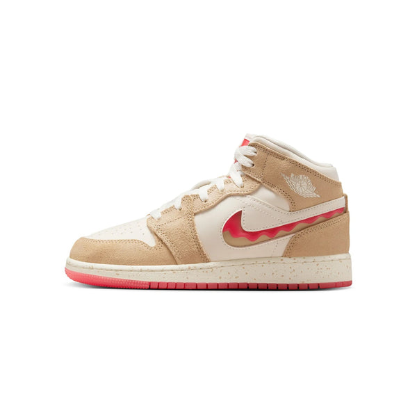Big Kid's Jordan 1 Mid SE Desert/Fusion Red-Pale Ivory (HJ5958 206)