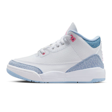 Little Kid's Jordan 3 Retro White/Pink Glow-Cobalt Bliss (HQ0783 101)