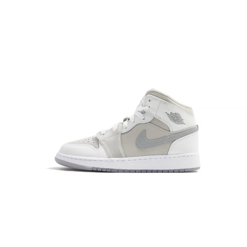 Big Kid's Jordan 1 Mid SE Summit White/Metallic Silver (HQ3600 121)