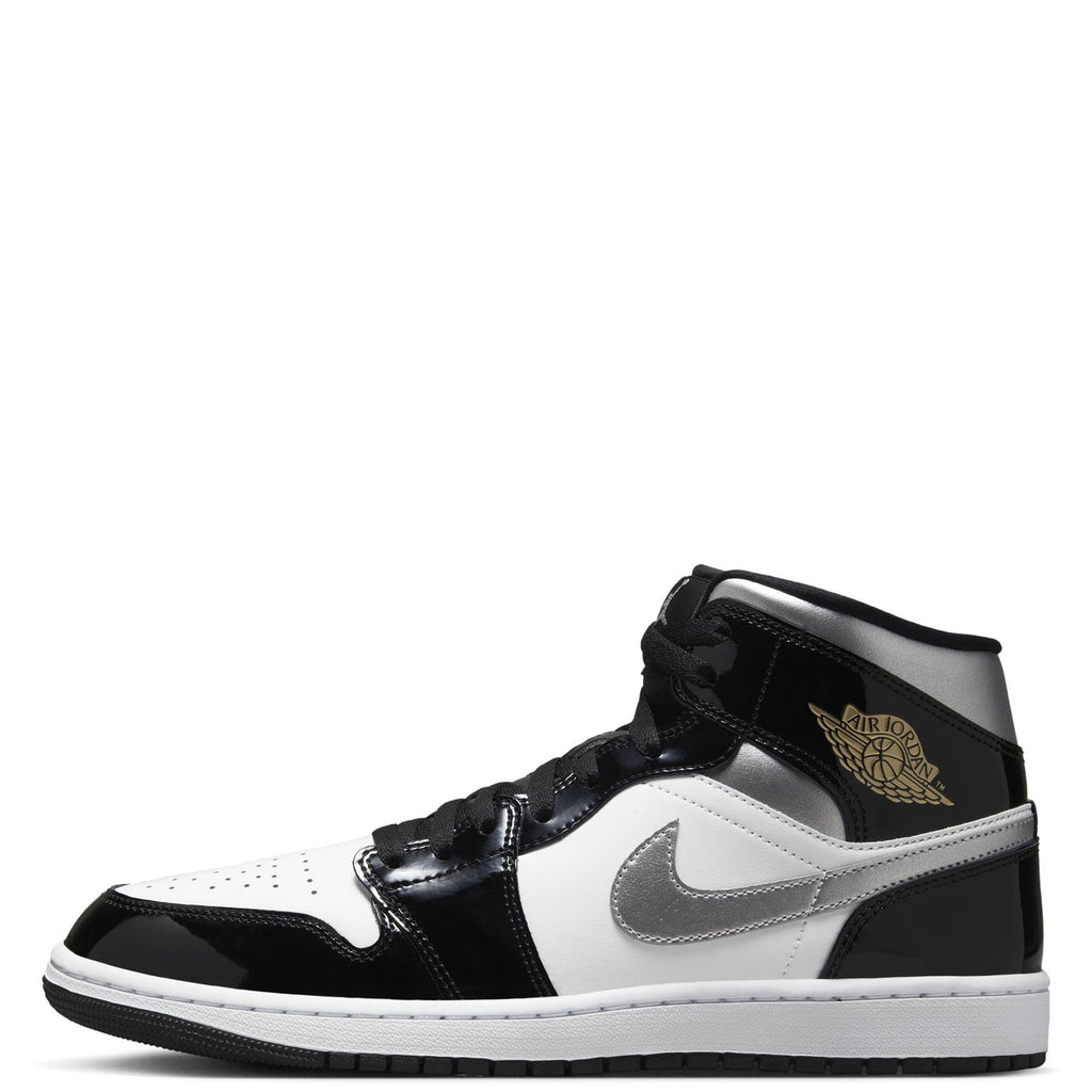 Men's Jordan 1 Mid SE Black/Metallic Silver-White (HV0789 010)