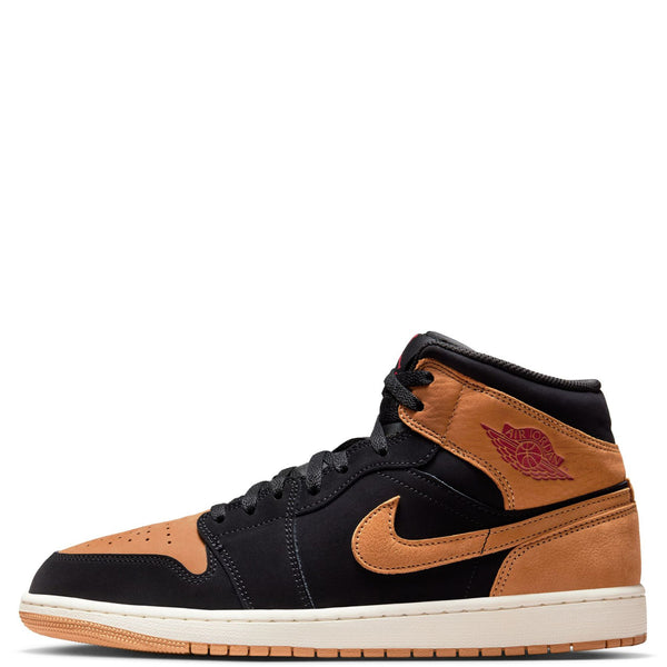 Men's Jordan 1 Mid SE Black/Flax-Varsity Red-Sail (HV4091 002)