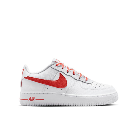 Big Kid's Nike Force 1 Low Js White/Picante Red-White (IR0270 102)