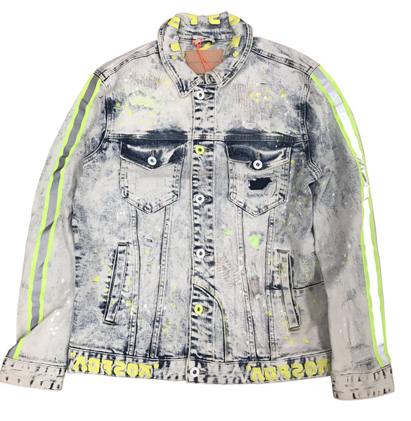 Smoke Rise Angel Blue Denim Jacket Reflective/Yellow