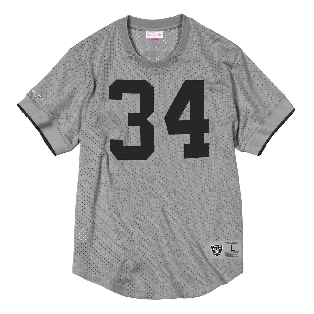 Men's Mitchell & Ness NFL Los Angeles Raiders 1988 Bo Jackson Grey Mesh Jersey