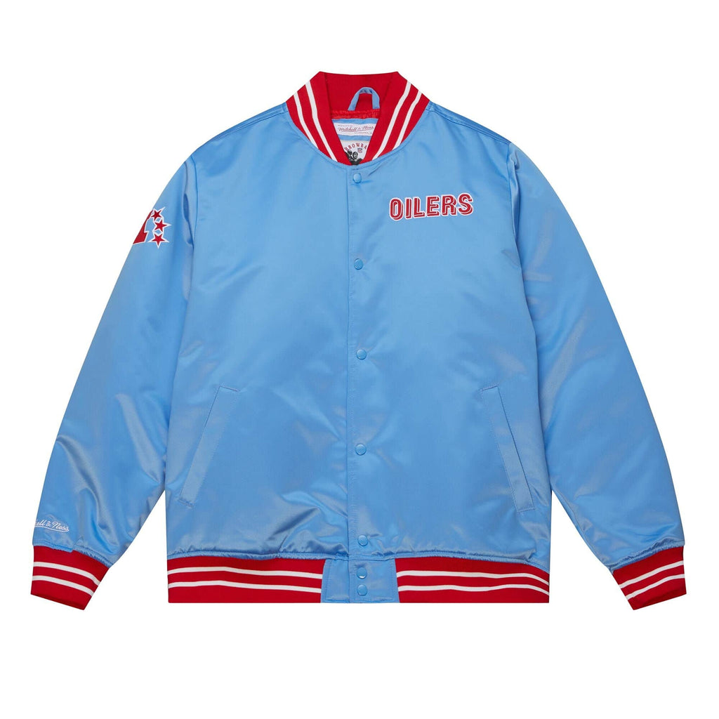 Men's Mitchell & Ness NFL Houston Oilers Light Blue Heavyweight Satin Jacket