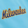 Men's Mitchell & Ness Light Blue MLB Milwaukee Brewers Heavyweight Satin Jacket
