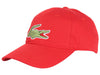 Men's Lacoste Red Oversized Crocodile Strapback Cap - OSFA