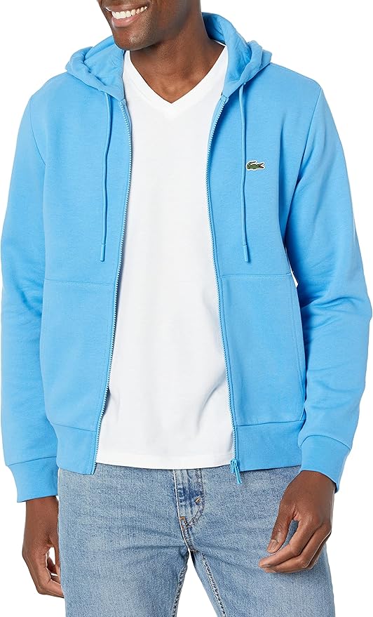 Men's Lacoste Blue Kangaroo Pocket Fleece Hoodie Sweatshirt