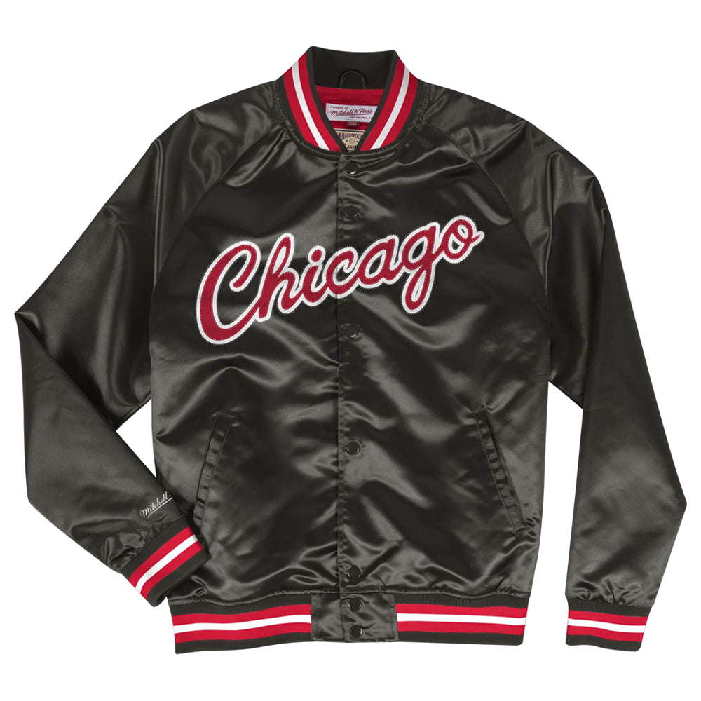 Men's Mitchell & Ness NBA Chicago Bulls Black Lightweight Satin Jacket