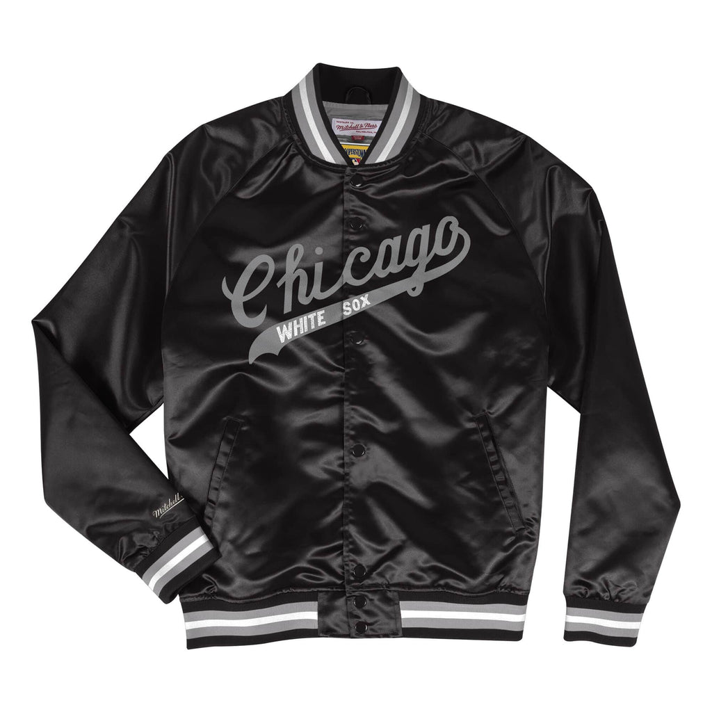 Men's Mitchell & Ness MLB Chicago White Sox Black Lightweight Satin Jacket