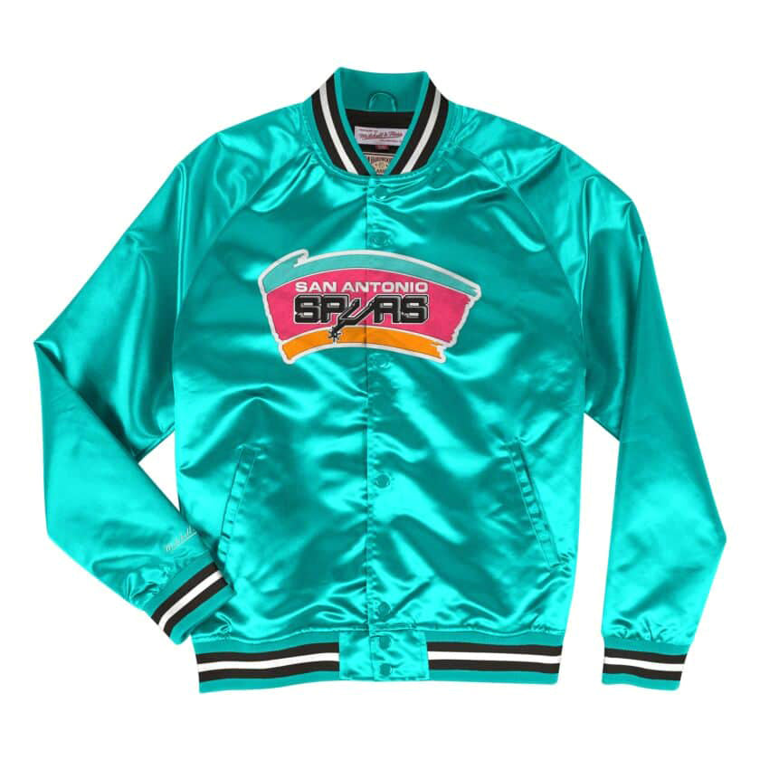 Men's Mitchell & Ness NBA San Antonio Spurs Teal Lightweight Satin Jacket