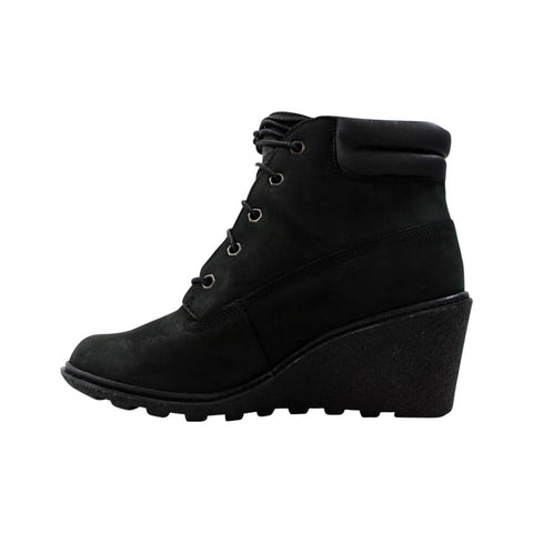 Women's Timberland Amston 6 In. Wedge Boot Black Nubuck (TB08253A 001)