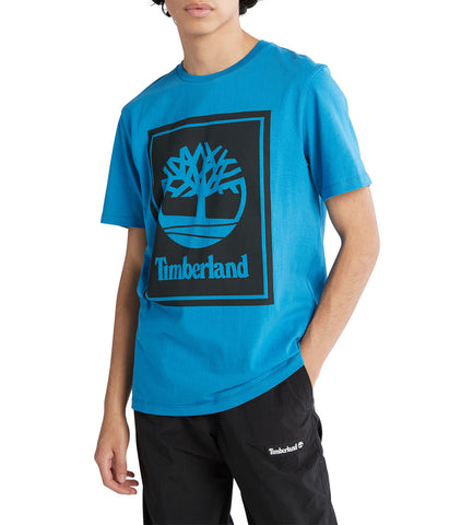 Men's Timberland Sea Of Belize/Black SS Stack Logo T-Shirt
