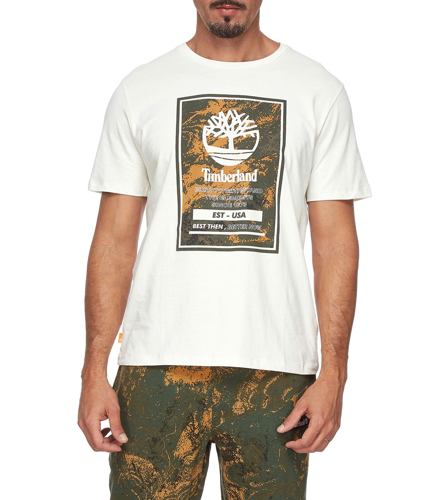 Men's Timberland Vintage White AOP SS Logo Tee