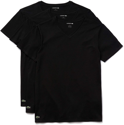 Men's Lacoste Black Essentials 3-Pack V-Neck T-Shirts