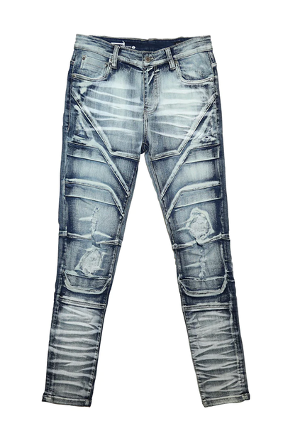 Men's Copper Rivet Light Sand Blue Premium Fashion Engineering Denim Jeans