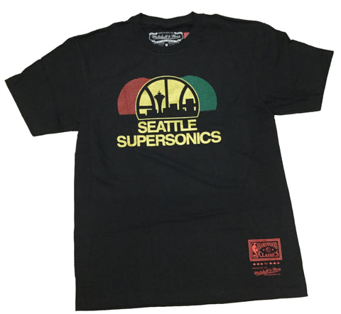 Mitchell & Ness Black NBA Seattle Supersonics Neapolitan Wrapped Gold T-Shirt