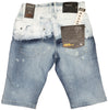 Men's Copper Rivet Light Sand Blue Bleached Washed Denim Shorts